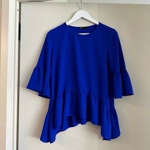 Gibson Royal Blue Flare Sleeve Blouse